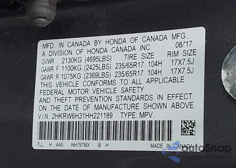 2017 Honda Cr-V Lx z USA, uszkodzony, nr VIN 2HKRW6H31HH221189